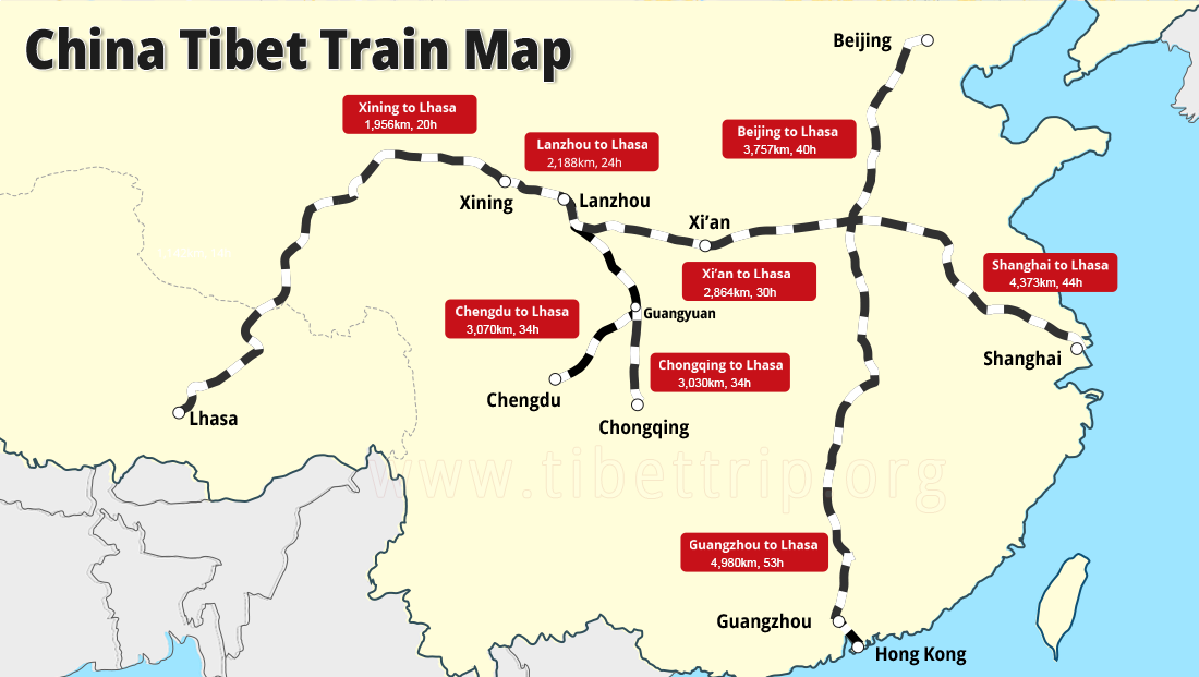 China Tibet Train Map