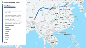 Beijing to Lhasa Train Map